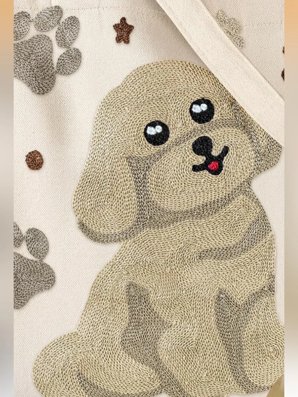 Dog  canvas cotton Hand embroidered tote NIP animal tote